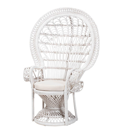 Modern European furniture - White Rattan Peacock Chair - www.oroa.com
