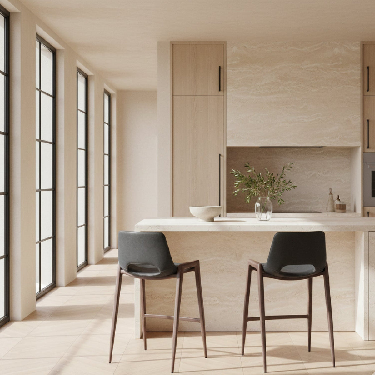 Leather Counter Stools (2) | OROA Modern Desi