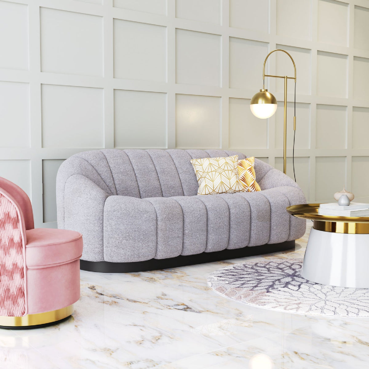 Shearling Channeled Sofa | OROA Modern Bhutan