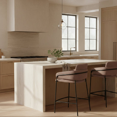 Shearling Style Counter Stools (2) | OROA Modern Marcel