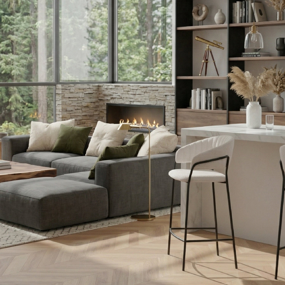 Curved-Back Counter Stools (2) | OROA Modern Josephine