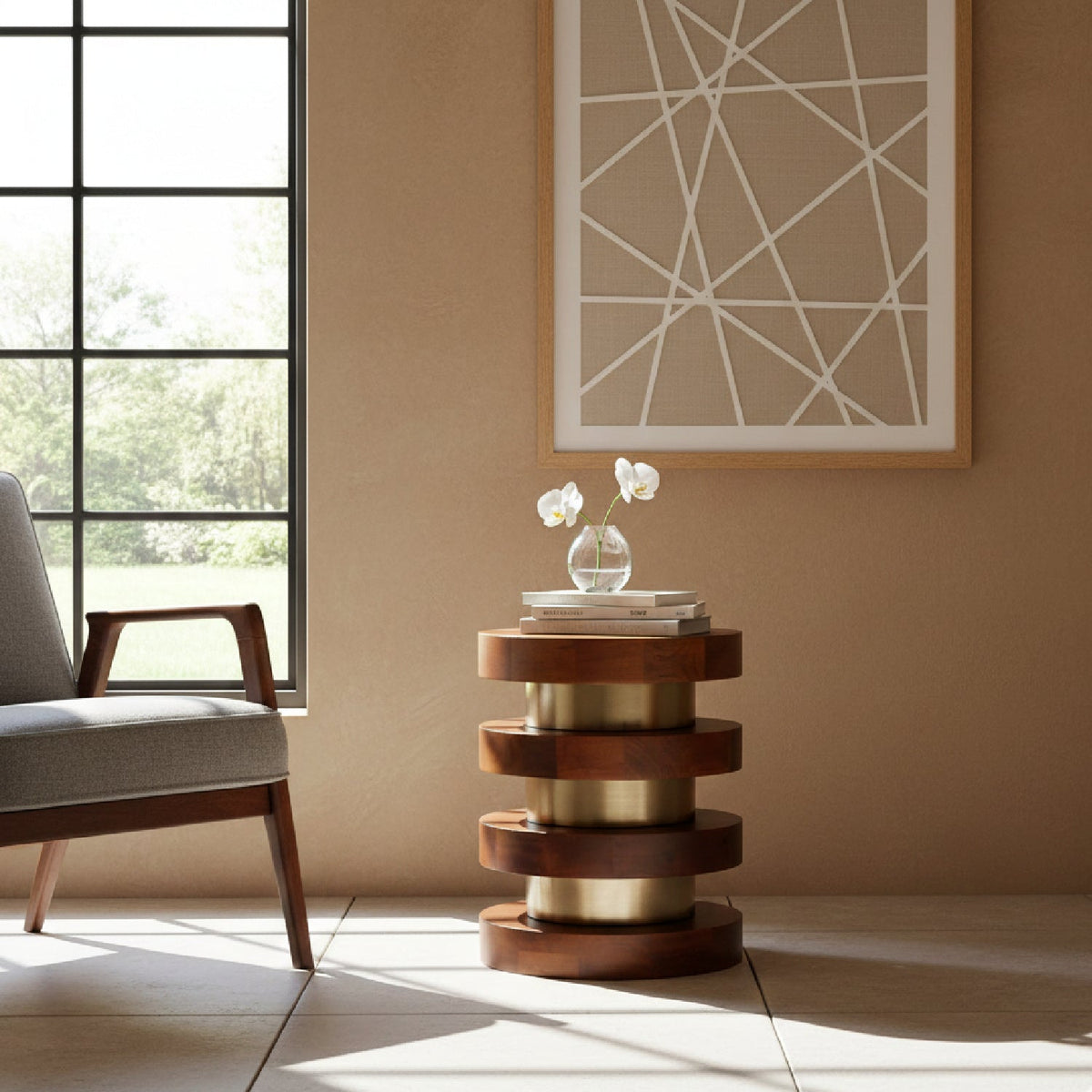 Acacia Wood Walnut Side Table | OROA Modern Marigot