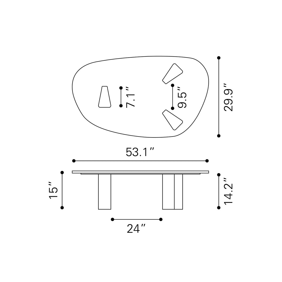 Organic-Shaped Marble Coffee Table | OROA Modern Aberdeen