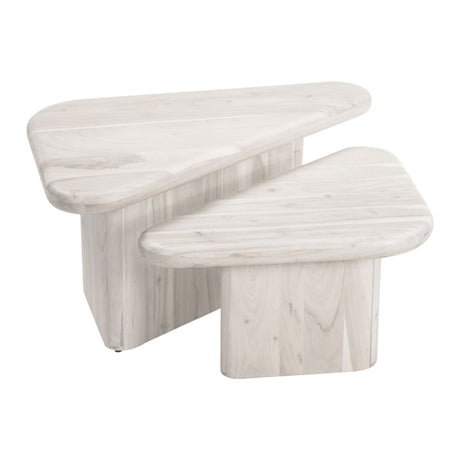 Whitewashed Acacia Coffee Table Set | OROA Modern Navidic