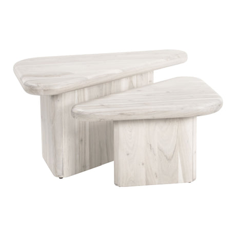 Whitewashed Acacia Coffee Table Set | OROA Modern Navidic