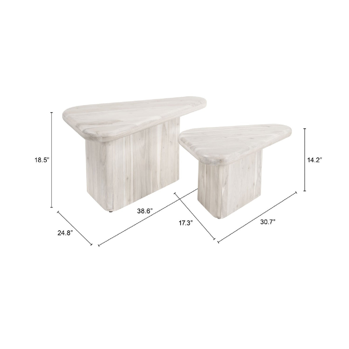 Whitewashed Acacia Coffee Table Set | OROA Modern Navidic
