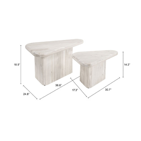 Whitewashed Acacia Coffee Table Set | OROA Modern Navidic