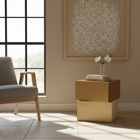 Gold Cube Side Table | OROA Modern Cinza