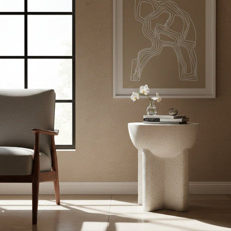 White Terrazzo-Look Side Table | OROA Modern Molli