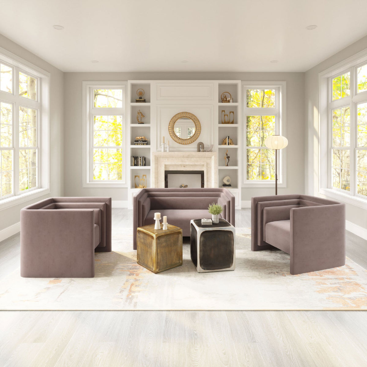 Taupe Velvet Loveseat | OROA Modern Trippel