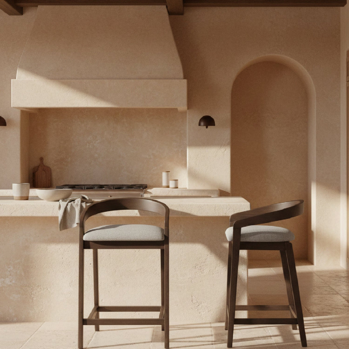 Gray Padded Seat Counter Stools (2) | OROA Modern Troy