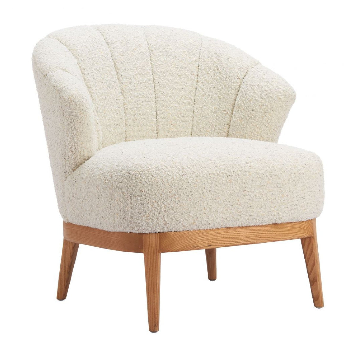 Beige Curved-Back Lounge Chair | OROA Modern Leque | OROA.com