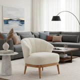 Beige Curved-Back Lounge Chair | OROA Modern Leque | OROA.com