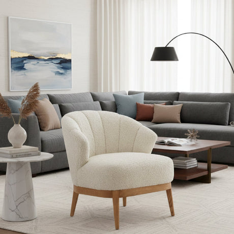 Beige Curved-Back Lounge Chair | OROA Modern Leque | OROA.com
