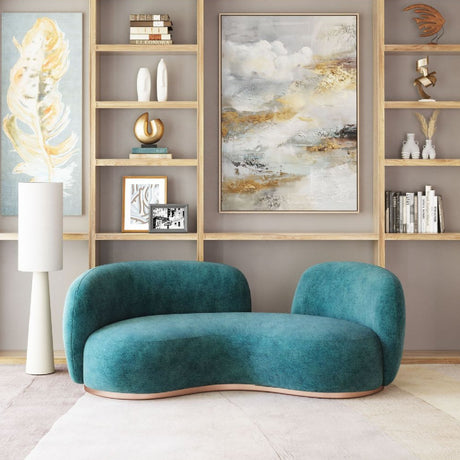 Teal Colored Curved Sofa | OROA Modern Jamela