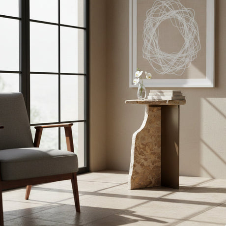 Organic-Shaped Marble Side Table | OROA Modern Surya