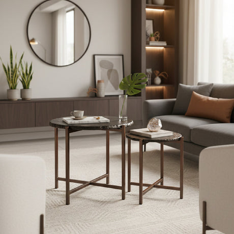 Black Cast Glass Coffee Tabled (2) | OROA Modern Gema