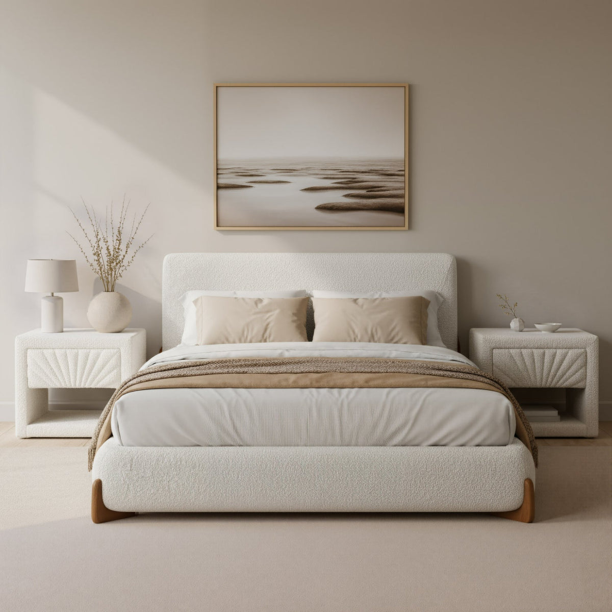 White Fabric 1-Drawer Nightstand | OROA Modern Barris | Oroa.com