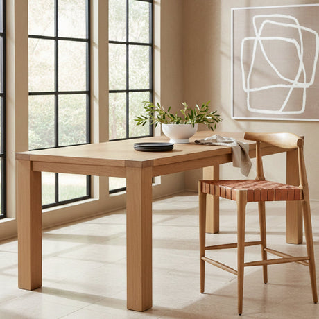 Tan Woven Leather Counter Stool | OROA Modern Bandani