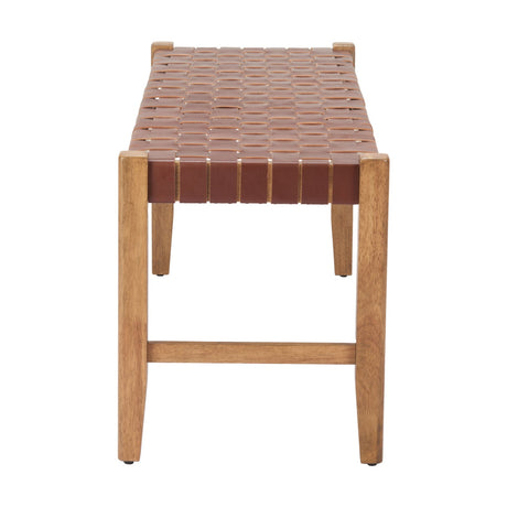 Brown Woven Leather Bench | OROA Modern Bandani
