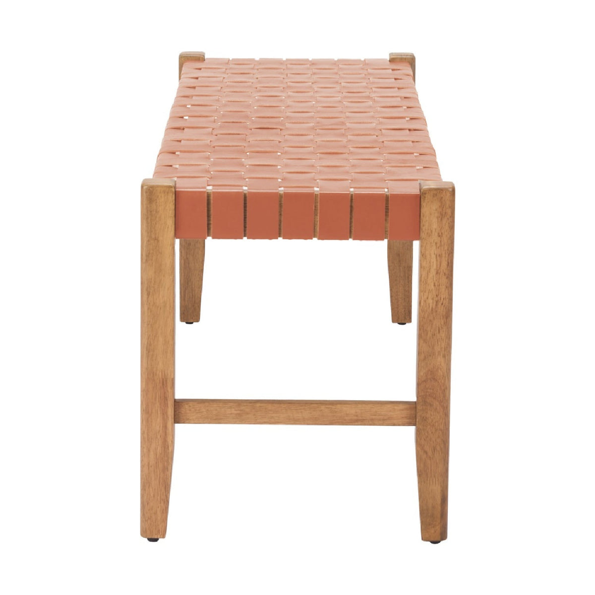Tan Woven Leather Bench | OROA Modern Bandani