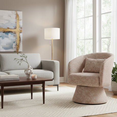 Speckled Brown Shearling Swivel Chair | OROA Modern Liva