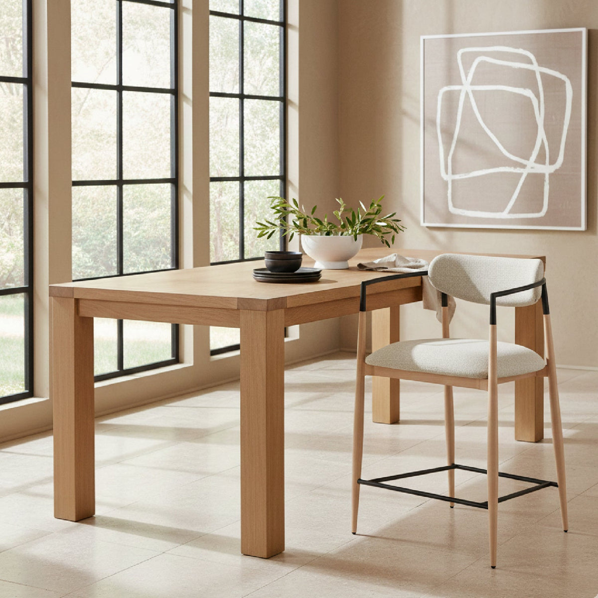 Gray Fabric Modern Counter Stool | OROA Modern Equinox