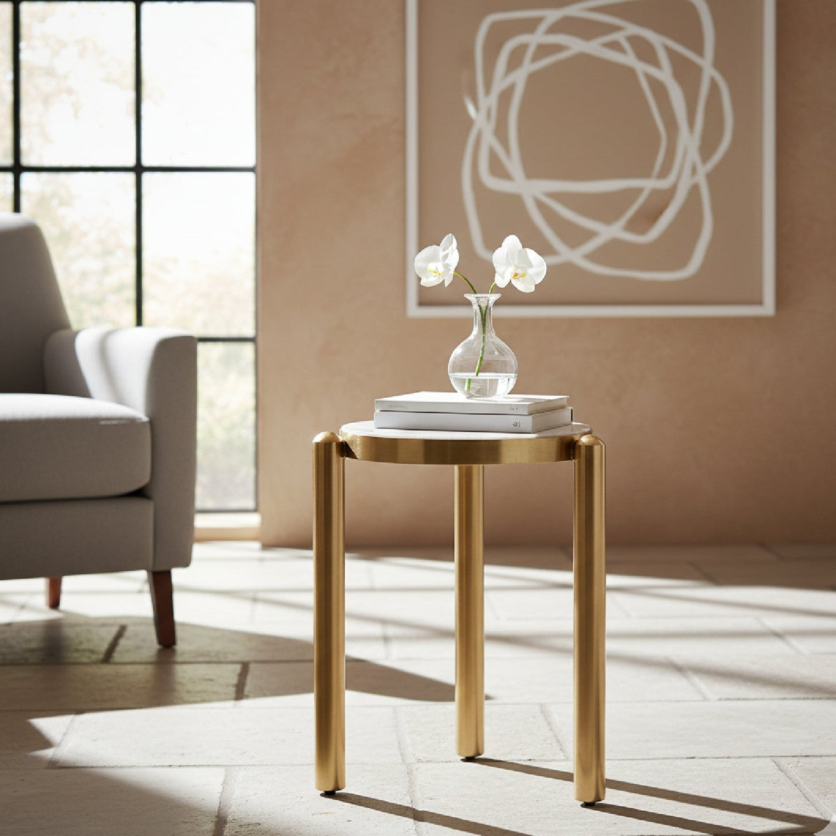 White & Gold Side Table | OROA Modern Noan