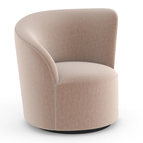 Taupe Velvet Left-Armed Swivel Chair | Caracole Whorl