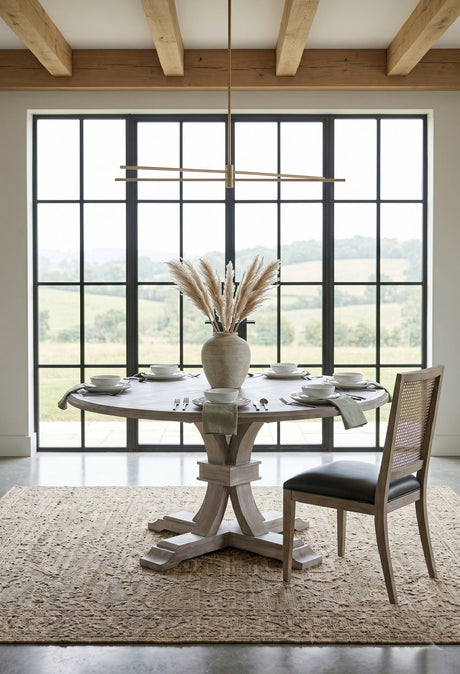 Modern European furniture - Gray Acacia Round Extendable Dining Table - www.oroa.com