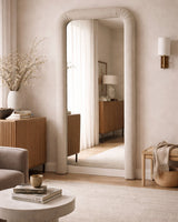 Modern European furniture - Ruched Upholstered Floor Mirror - www.oroa.com