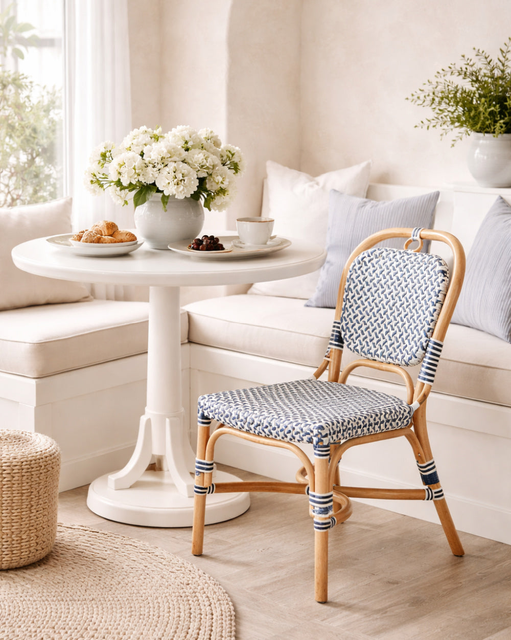 Contract furniture - Blue White Weaving Bistro Chair - www.oroatrade.com
