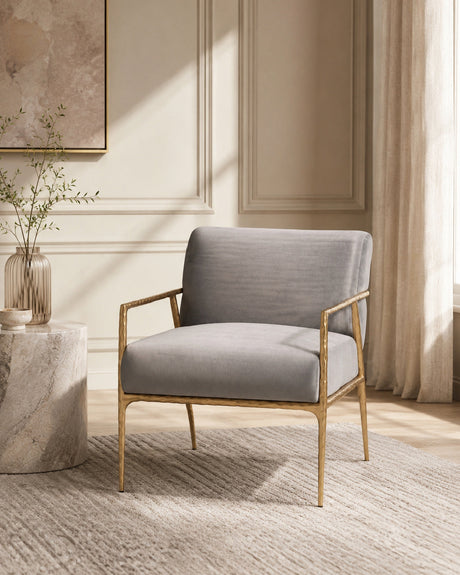 Gray Velvet Lounge Chair | Bali Loom Ilmari
