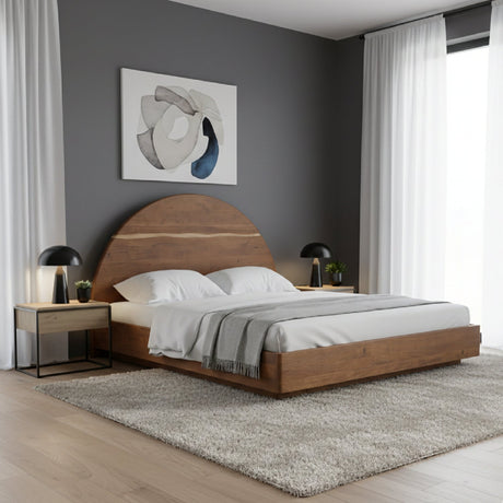 Modern European furniture - Arched Acacia Wood Bed - www.oroa.com