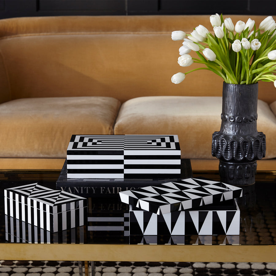 Black & White Lacquer Box S | Jonathan Adler Op Art | Oroa.com