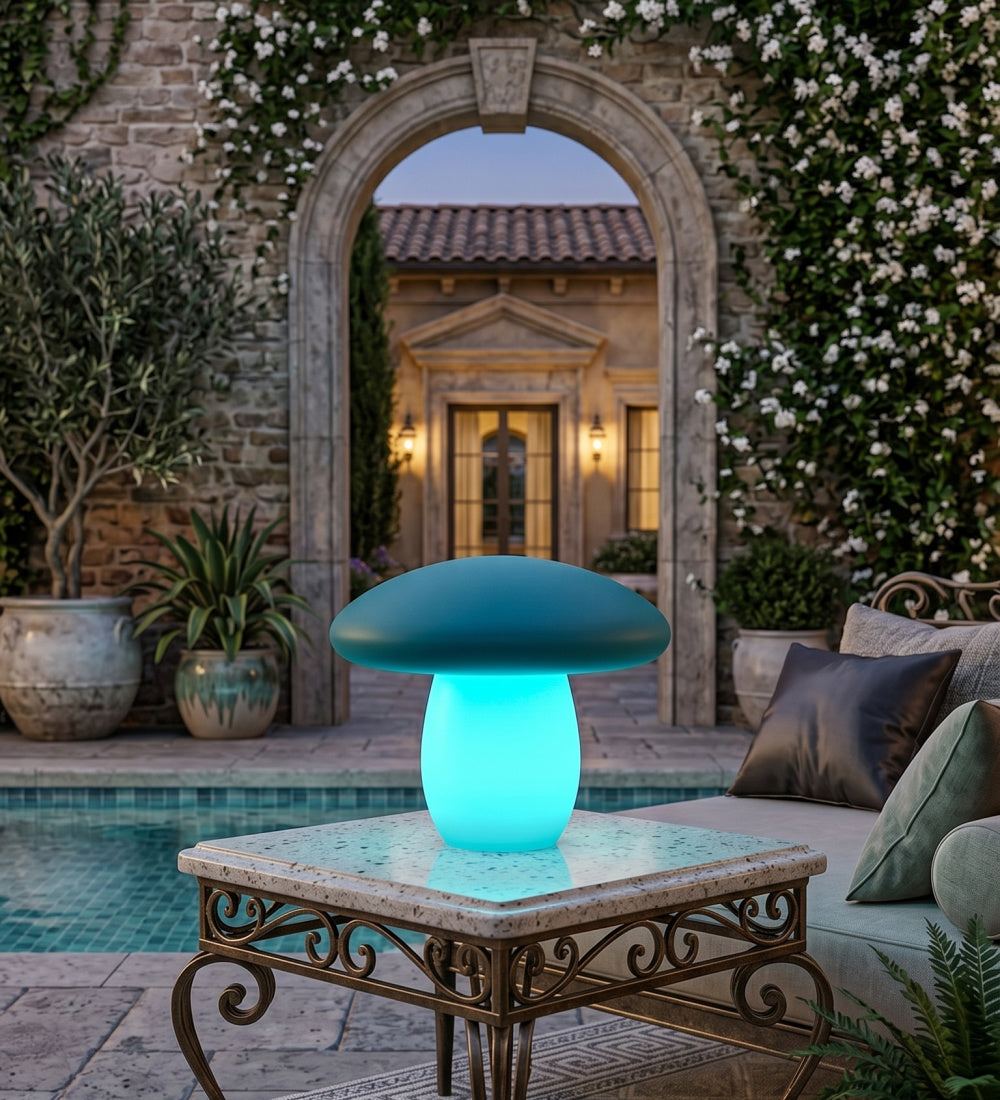 White Mushroom-Inspired Outdoor Table Lamp | Kuda Home Summerfest