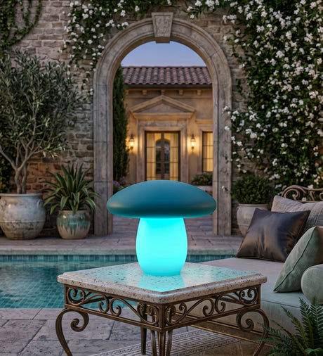 White Mushroom-Inspired Outdoor Table Lamp | Kuda Home Summerfest