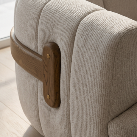 Channeled Cream Sofa - Oak Base & Brass Accents by Splendido Tadeo, alternate view 8