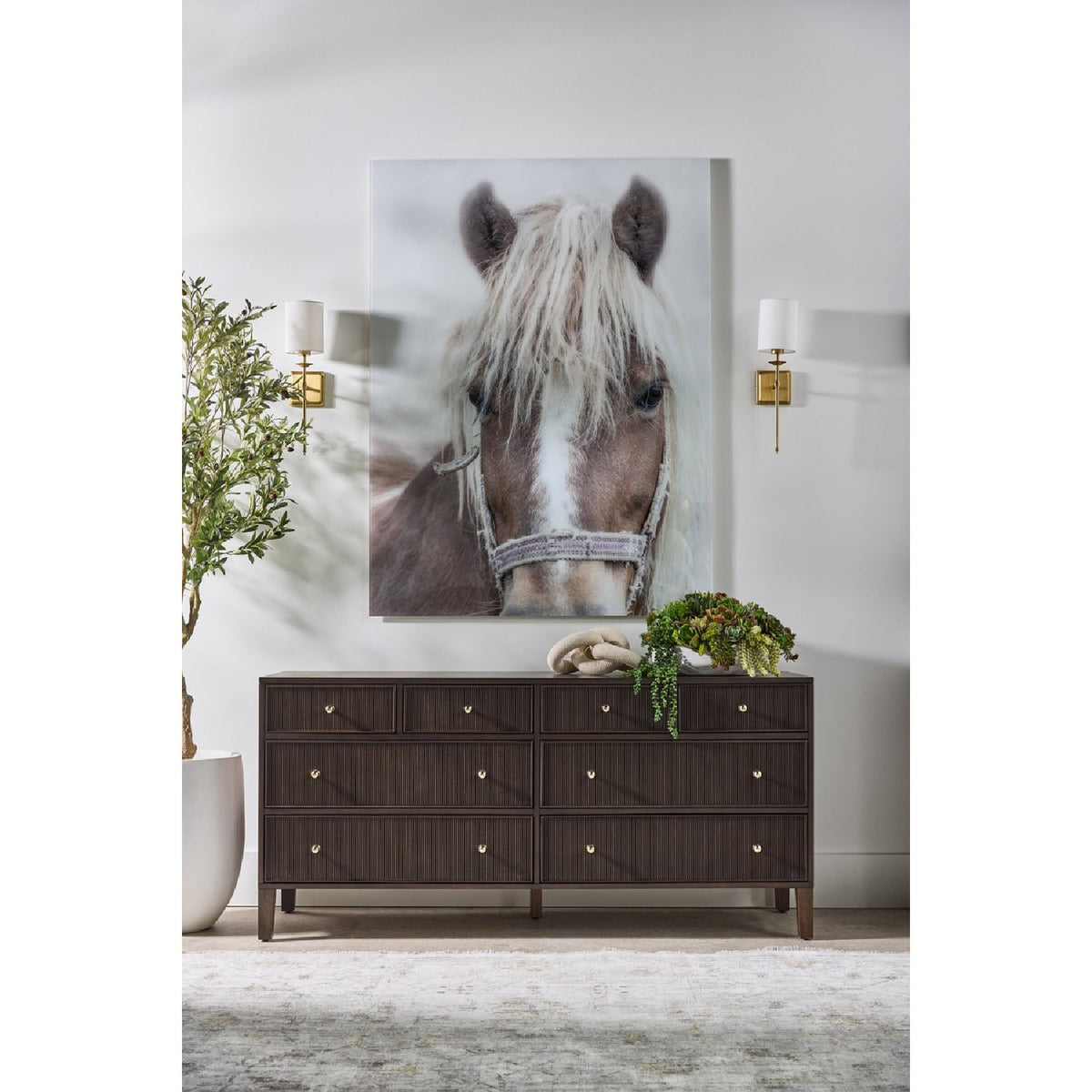 8-Drawer Oak Double Dresser | Living Essentials Highland